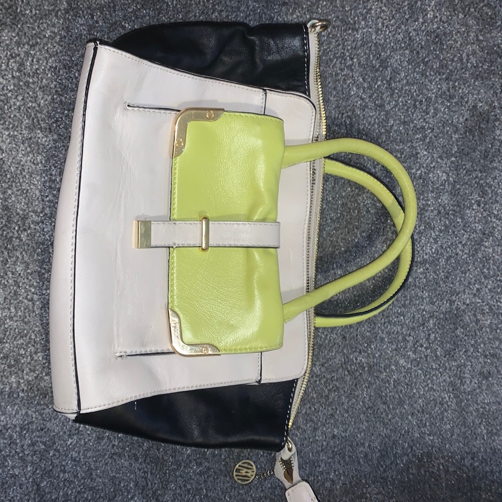 Antonio Melani Handbag, Lime straps + flip pocket in front